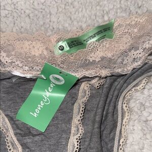 Honeydew Intimates Gray Panties with Cream Lace